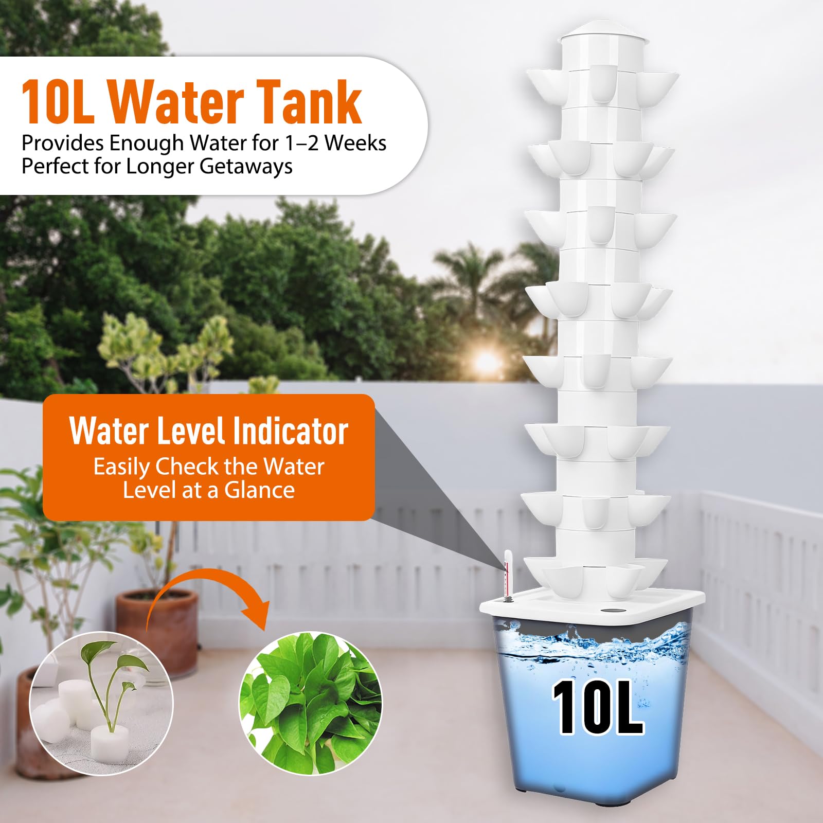 Torre Hidropónica 40 Pods, Sistema De Cultivo Vertical con Depósito 10L | Sistema Hidropónico Sin Tierra De 8 Capas Con Bomba De Agua, Kit Aeropónico Para Cultivar Hierbas, Frutas Y Verduras