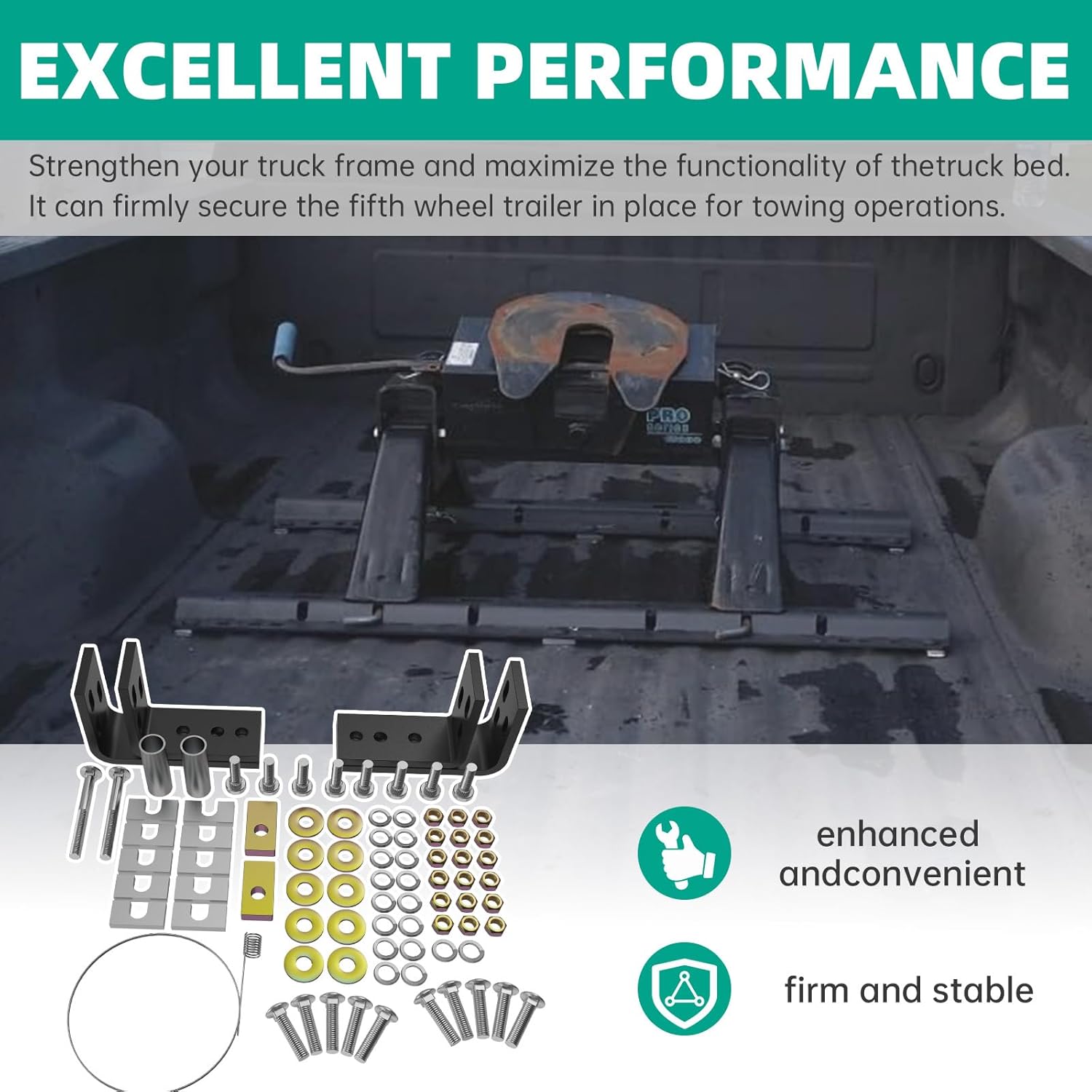 Universal Installation Kit w/Hardware and Brackets Compatible with 5th Wheel Trailer Hitches Installation Kit Replace Reese #30035, 58058 (10 - Bolt Design)