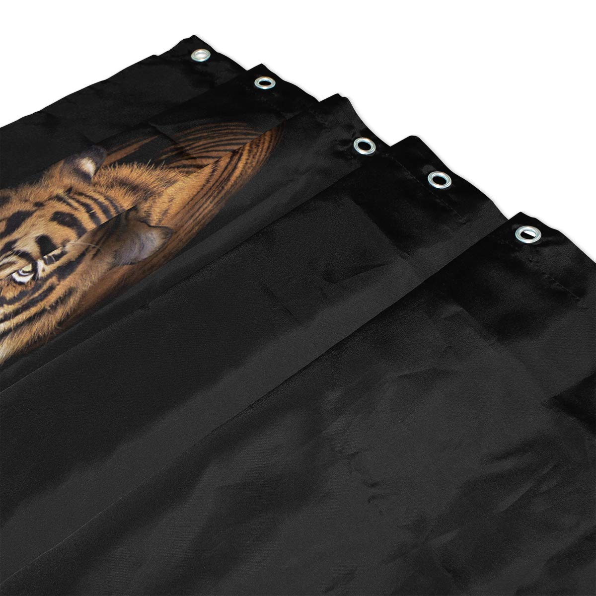 Panther Duschvorhang Wasserdicht – 183x183 Cm, Polyester, Mit 12 Haken, Schwarz/gold, Wildtier-Muster