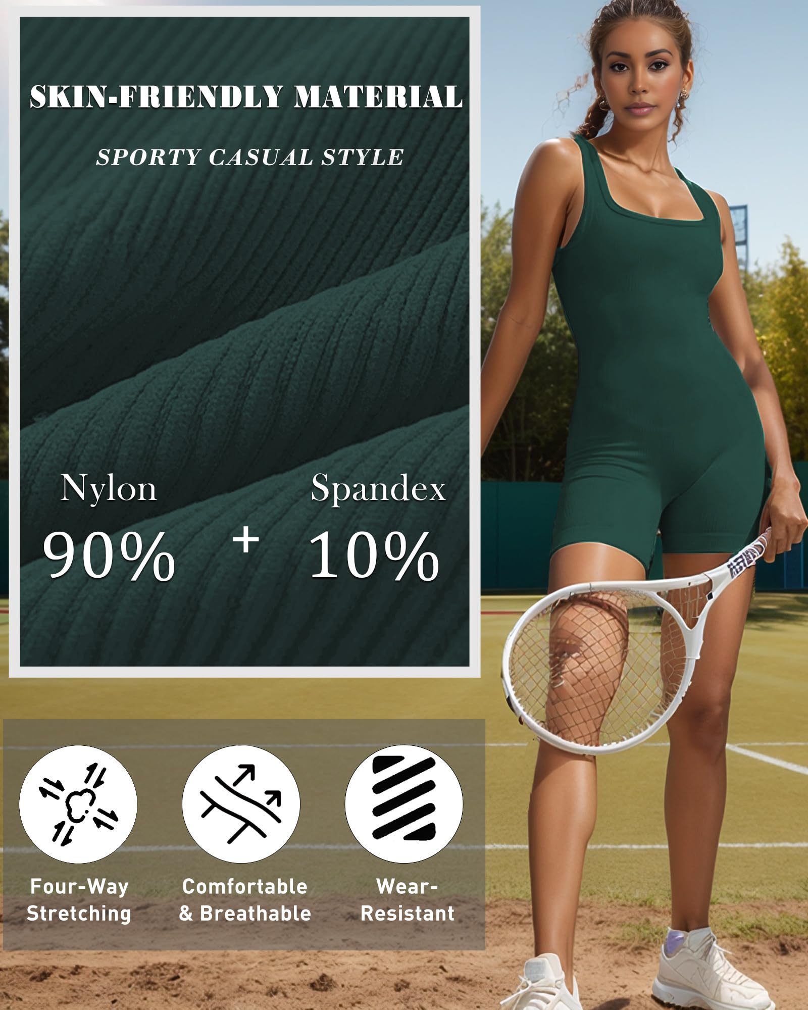 Merlvida Mono Deportivo Mujer Corto Jumpsuit sin Costuras Sexy Push Up Una Sola Pieza Ropa Deportiva para Gimnasio Yoga Fitness