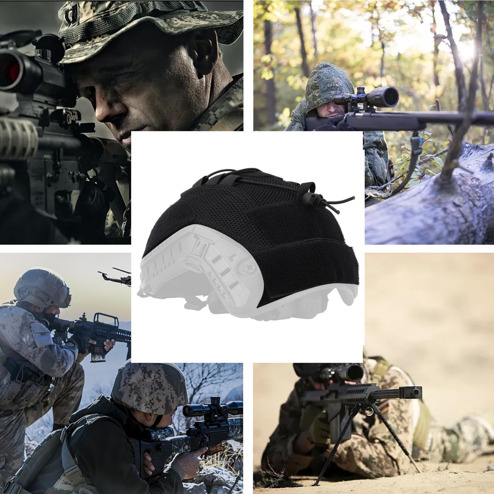 Housse de casque en maille pour airsoft – Housse de casque tactique en nylon pour BJ/PJ/MH Fast – Airsoft en plein air Paintball Tactique Équipement de protection du corps Équipement de chasse
