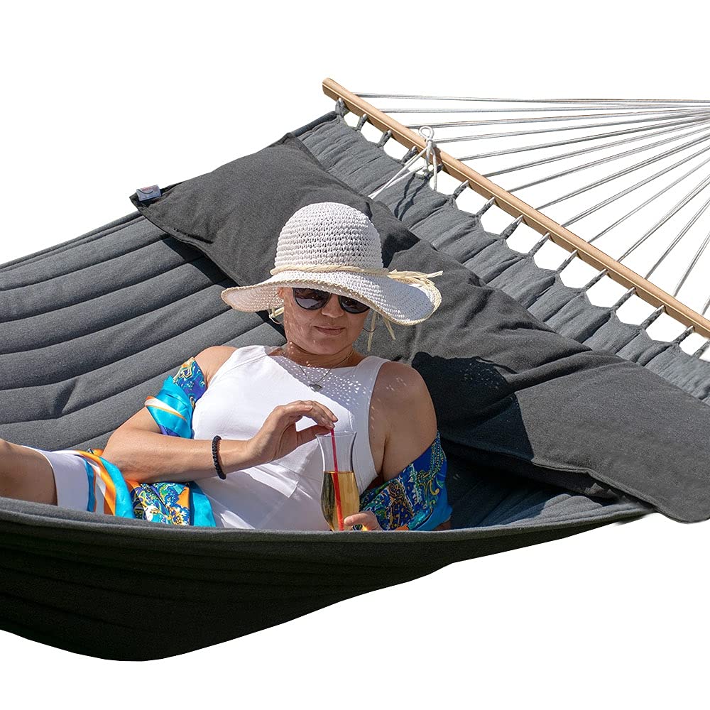 alles knut hängematte Lola Luxus Stab gefüttert American Hammock Lifestyle, Noire mit Kissen wetterfest Durchmesser:26,6 mm tnf Limited Edition Synthotron CV-