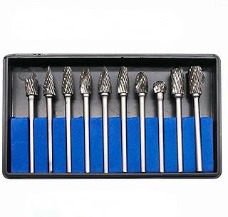 2 Pcs carboneto tungstênio,Conjunto rebarbas rotativas carboneto corte - 10 peças corte cabeça moagem carboneto corte para escultura metal