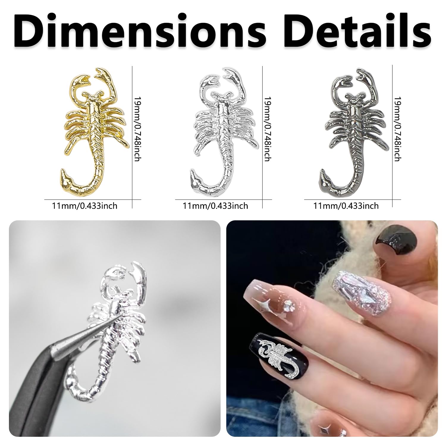 qbodp 20 Pcs Nail Charms, Fashion Nail Ornaments, Pearl Starfish Decorations for Nail, Nail Supplies Nail Art Decoration Accessories,Gold