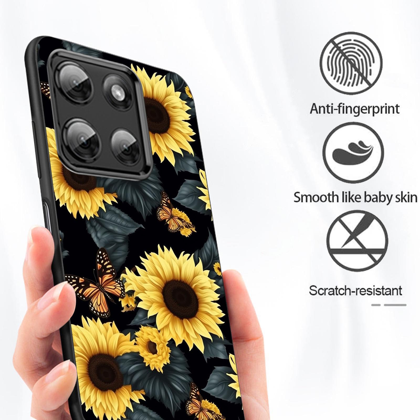 Sunflower Retro Wood For Moto G Power 5G 2025, Slim Clear TPU