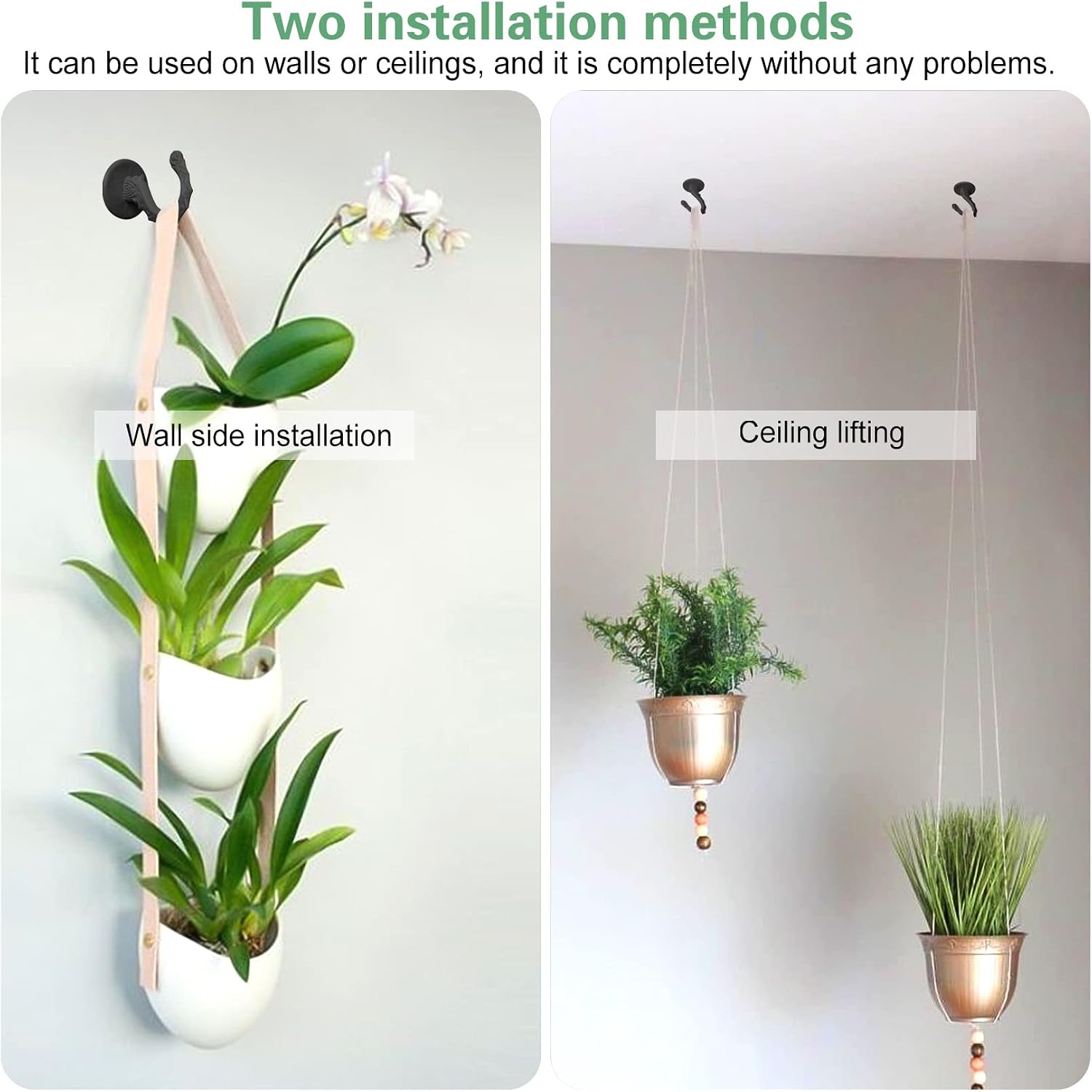 通用 Swag Hooks for Ceiling Hanging, 4 Set Ceiling Hooks for Hanging Plants, Metal Material, Screws with Beautiful Totems (Black)