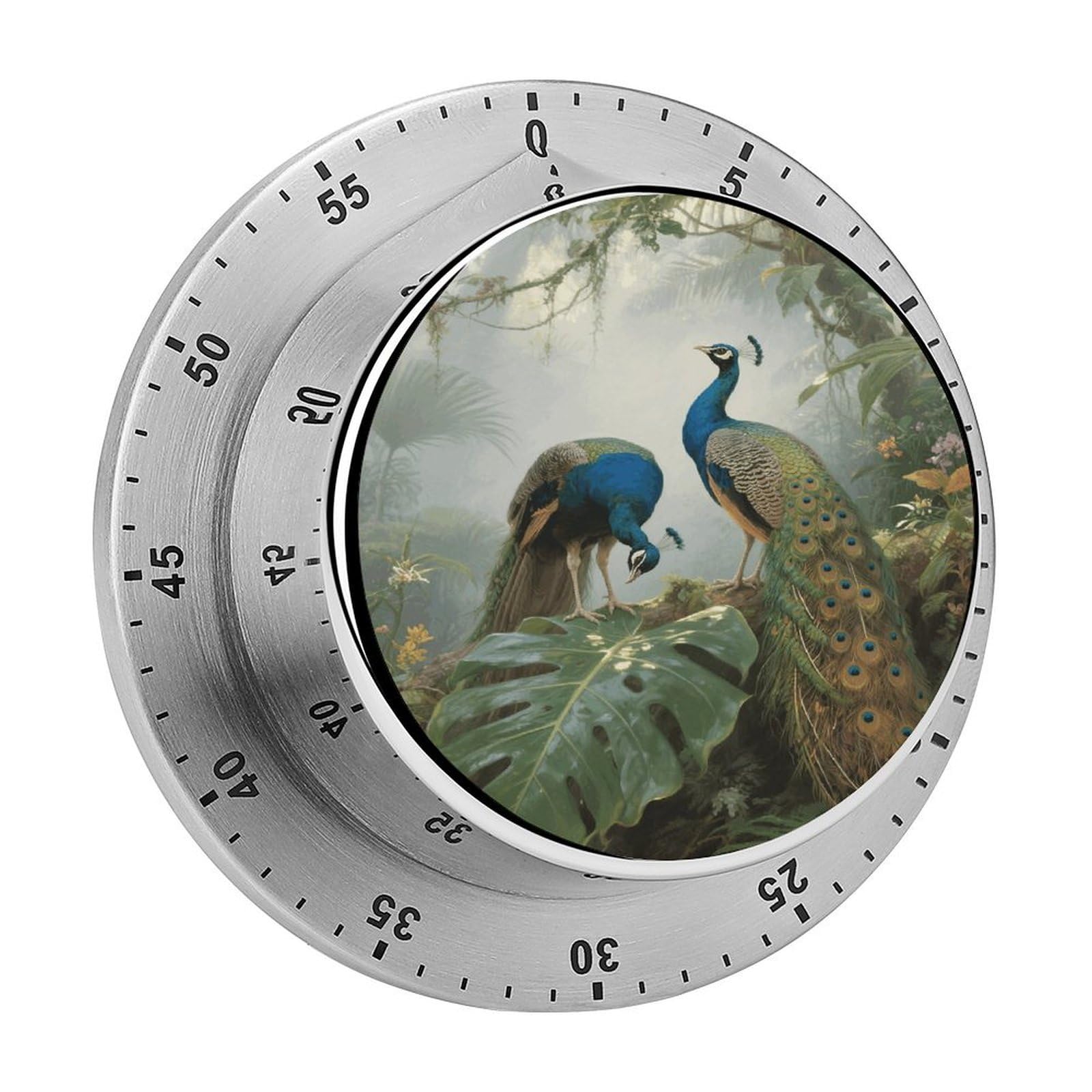 Elegant Colorful Peacock Visual Timer Cute Desk Timers No Batteries Required Magnetic Indoor Countdown Timers Loud Alarm Exquisite Manual Time Timer Clock for Gift