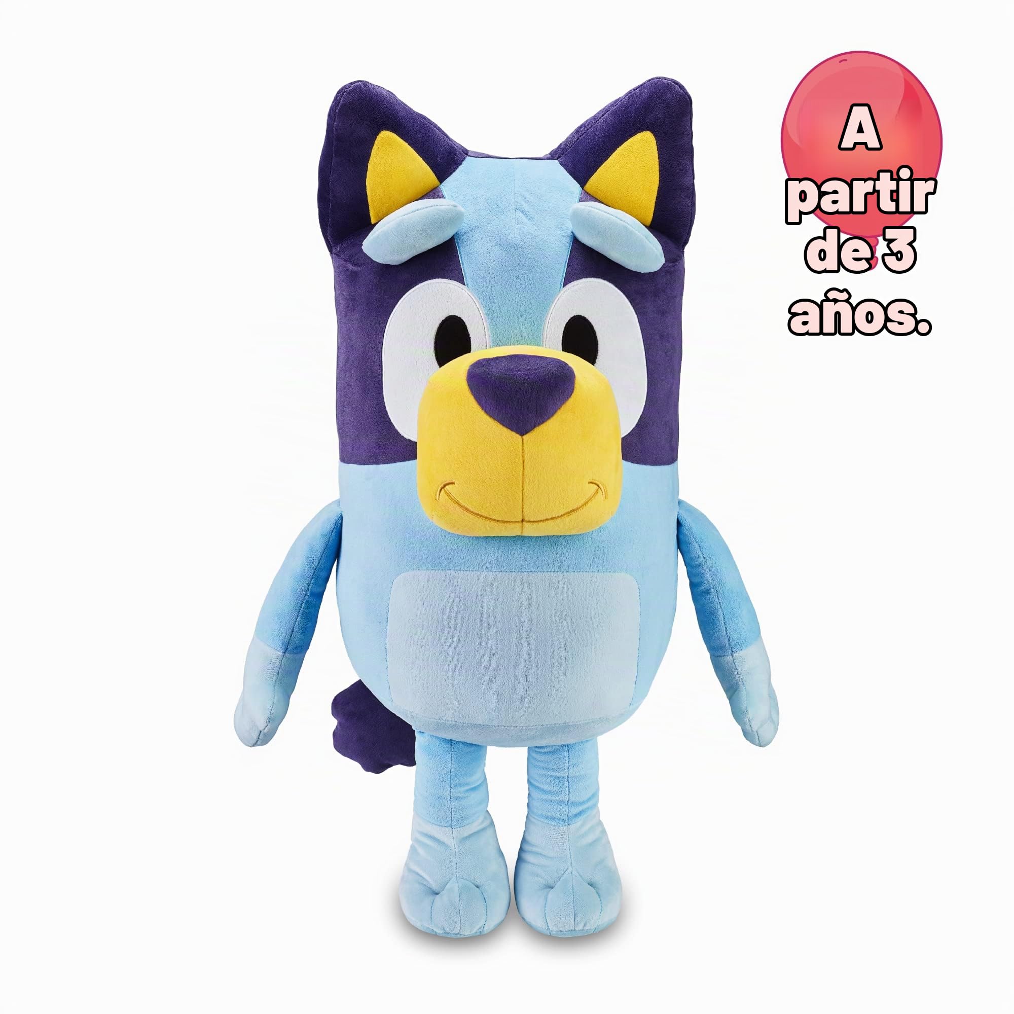 Bluey – Big Plush, Peluche del Perrito 80 centímetros, de Color Azul, Producto Oficial de la Serie Infantil de Dibujos, Suave y blandito para abrazar, niños y niñas +0 años, Famosa (BLY37000)