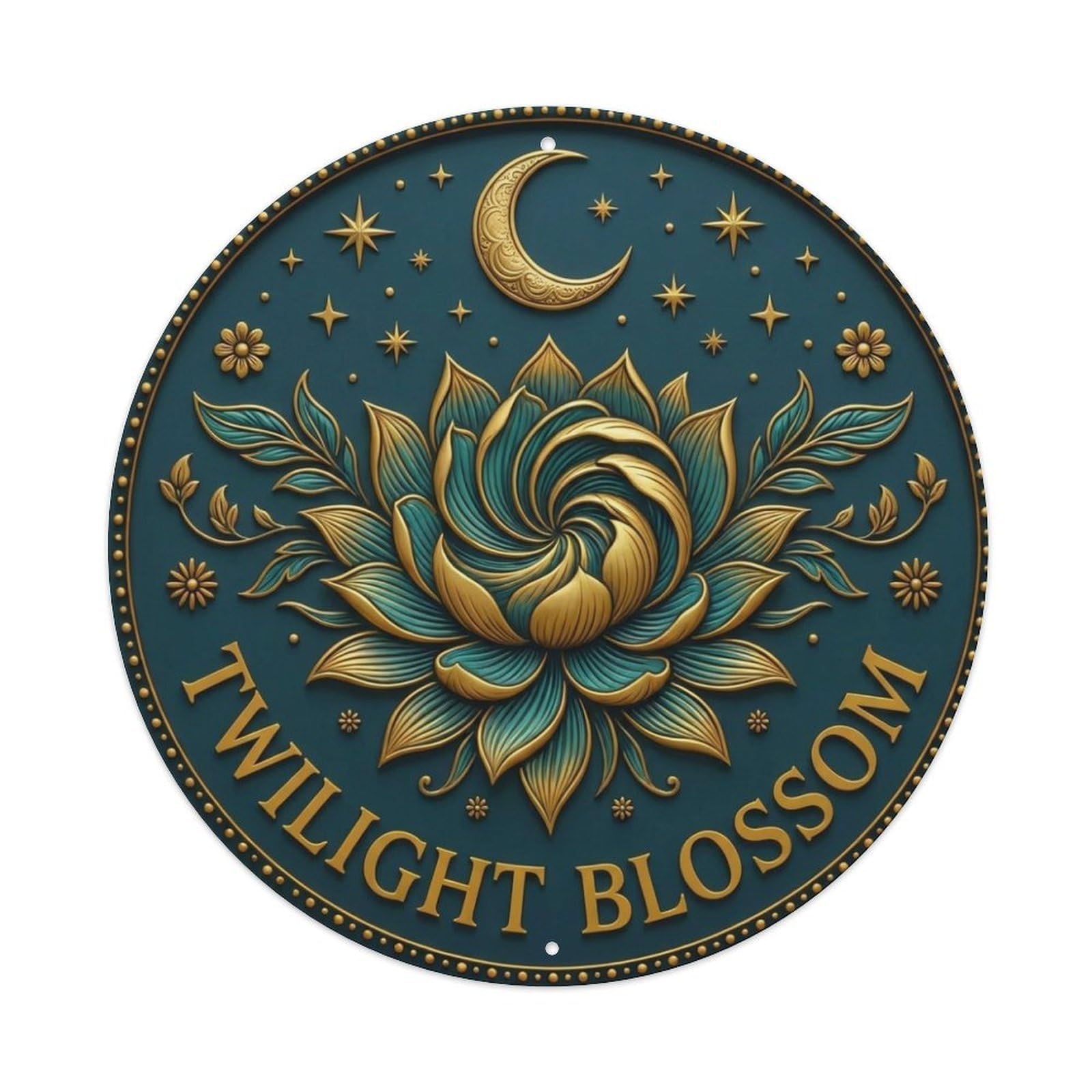 Vintage Twilight Blossom Flower Zen Yoga Metal Tin Sign