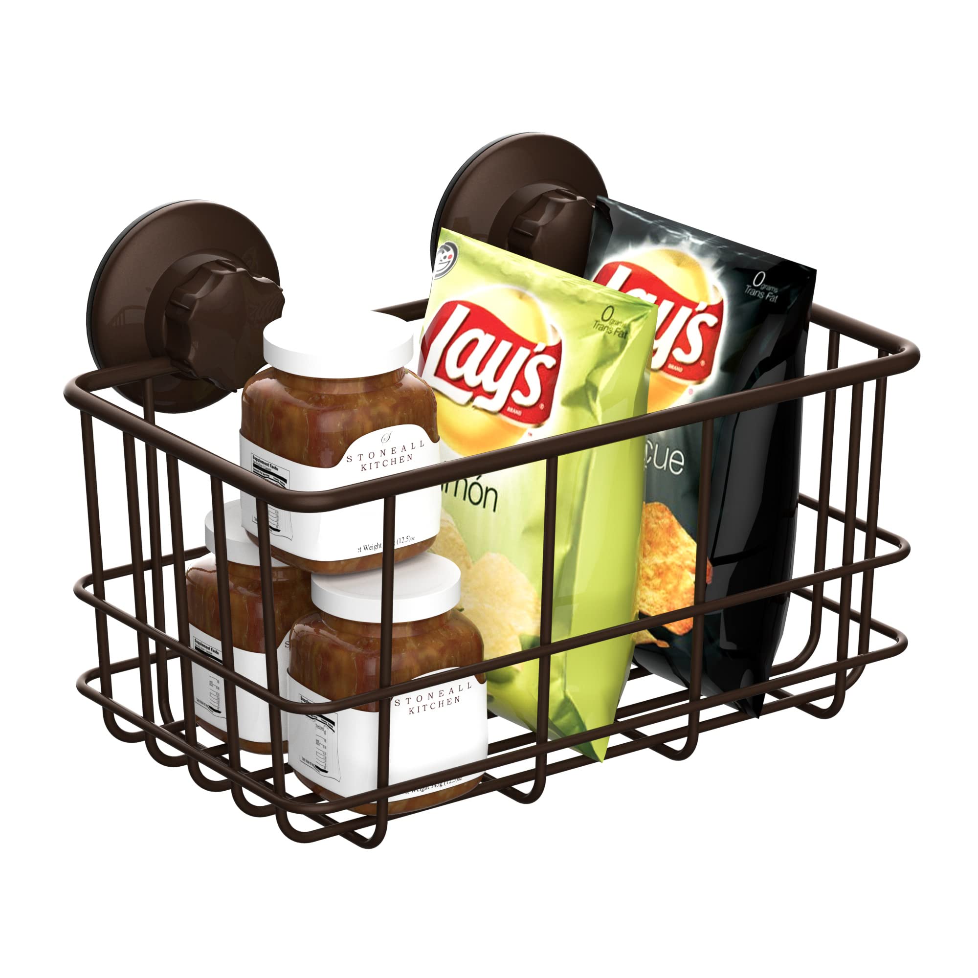 SANNO Powerfu Suction Cup Shower Caddy Basket for Shampoo Combo Organizer Basket Stainless Steel Holder for Bathroom Storage,Bronze - Image 3