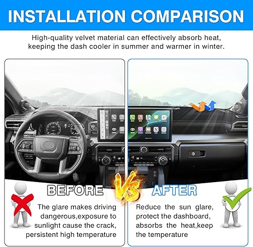 Vista 31 de Autorder Alfombrilla para tablero de instrumentos para Toyota 4Runner 1990-1995, accesorios para camioneta, cubierta de salpicadero, alfombrilla