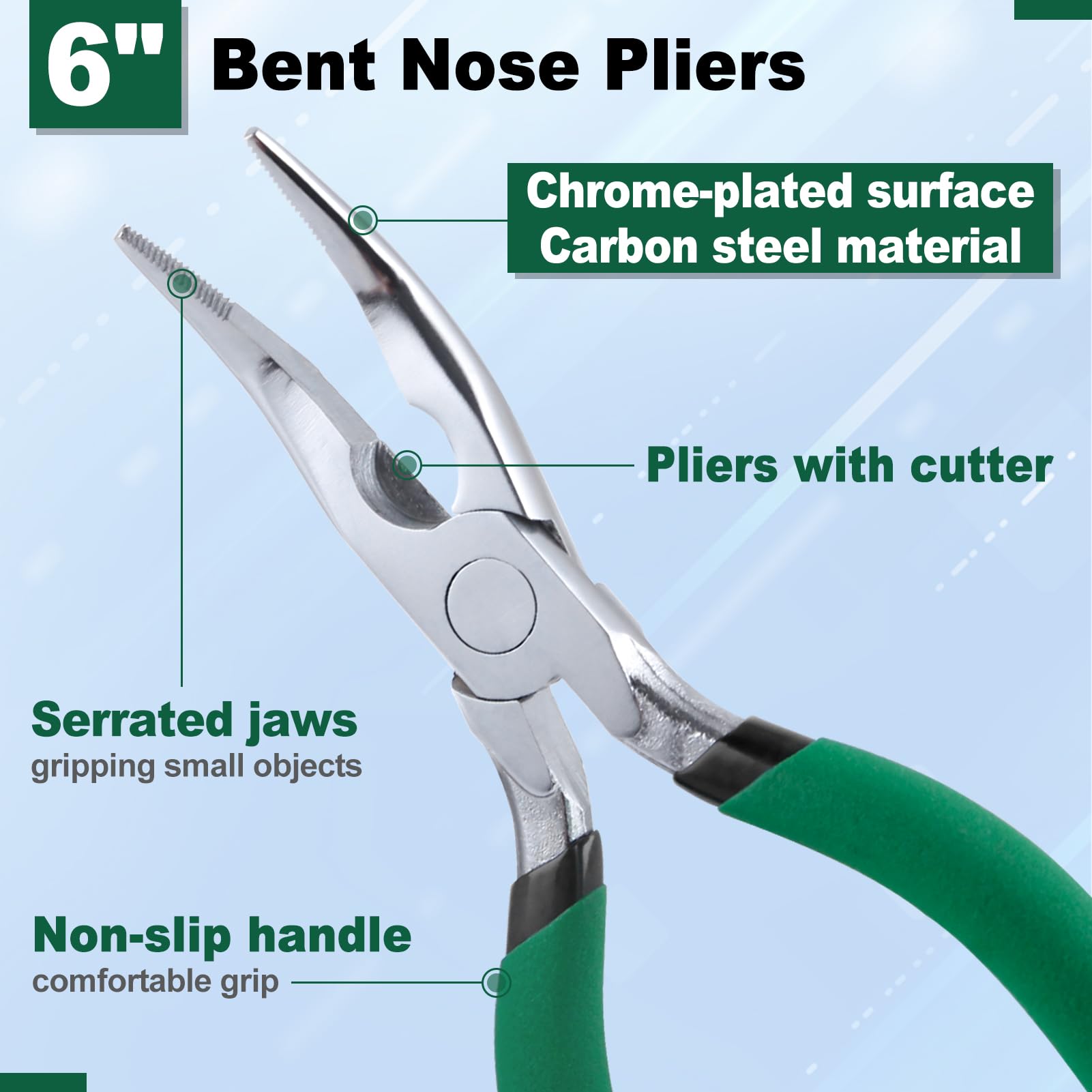 INJOYTEC 6 Inch Mini Bent Nose Pliers with Cutter Carbon Steel Glasses Repair Pliers with Serrated Jaw Eyeglasses Repairing Pliers Jewelry Pliers for Wire Wrapping Beading Handmade DIY Craft - Image 2