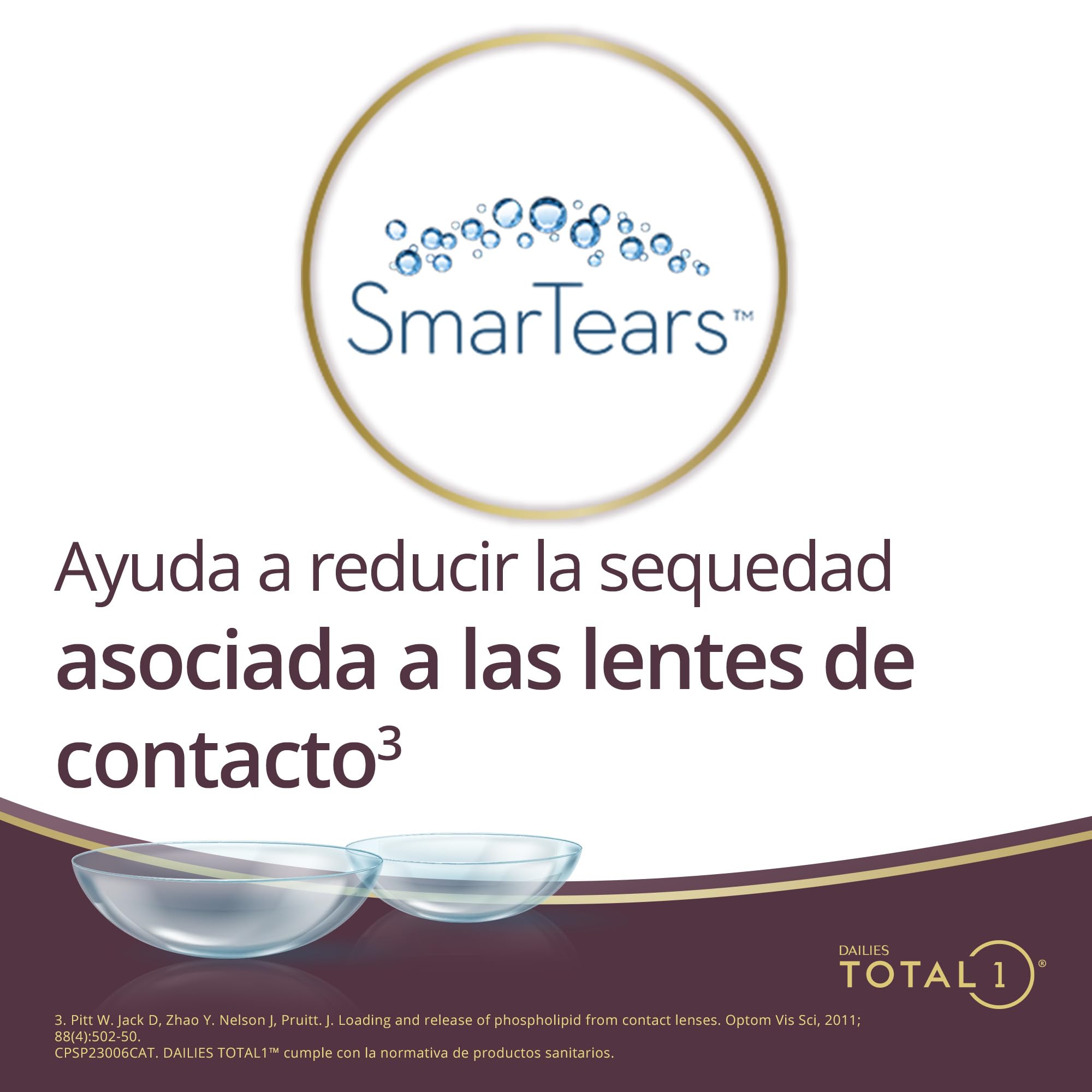 Dailies Total 1 Lentes de contacto de reemplazo diario, Pack de 30 , R 8.5 mm, D 14.1 mm, -2.25 Diopt