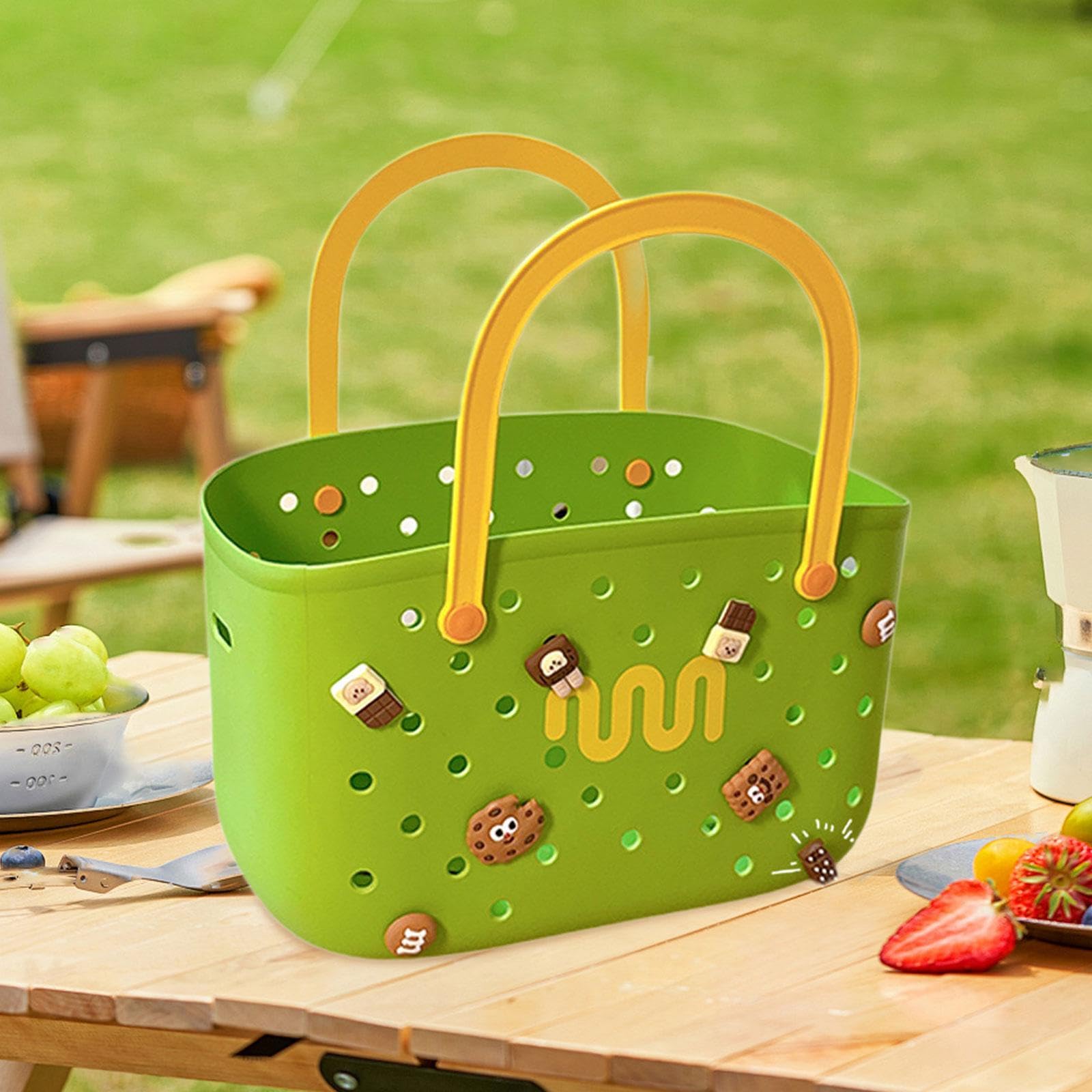 Sac de Plage, Portable, pour L'été, Sac de Tendance, Sac à Main, Panier de Plage Multifonctionnel, Vert