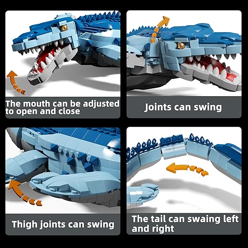 Miniatura 4 de ZYLEGEN Mosasaur - Juego de bloques de construcción de dinosaurios para niños, adultos, adolescentes o entusiastas de los dinosaurios, juego de