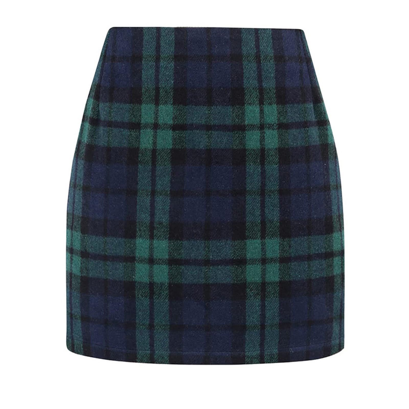 High Waist Wool Plaid Skirts for Women Bodycon Pencil Mini Winter Dress for Curvy Womens