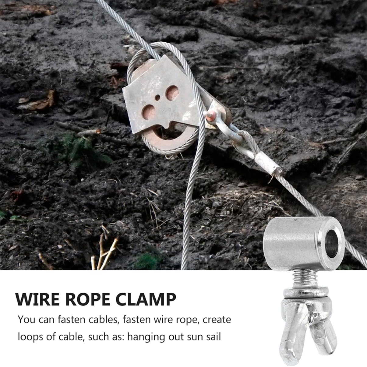 MUCKLILY 6pcs Wire Rope Clamp Heavy Duty Cable Clip Stainless Steel Fastener for Grounding Wire Cable Fasteners