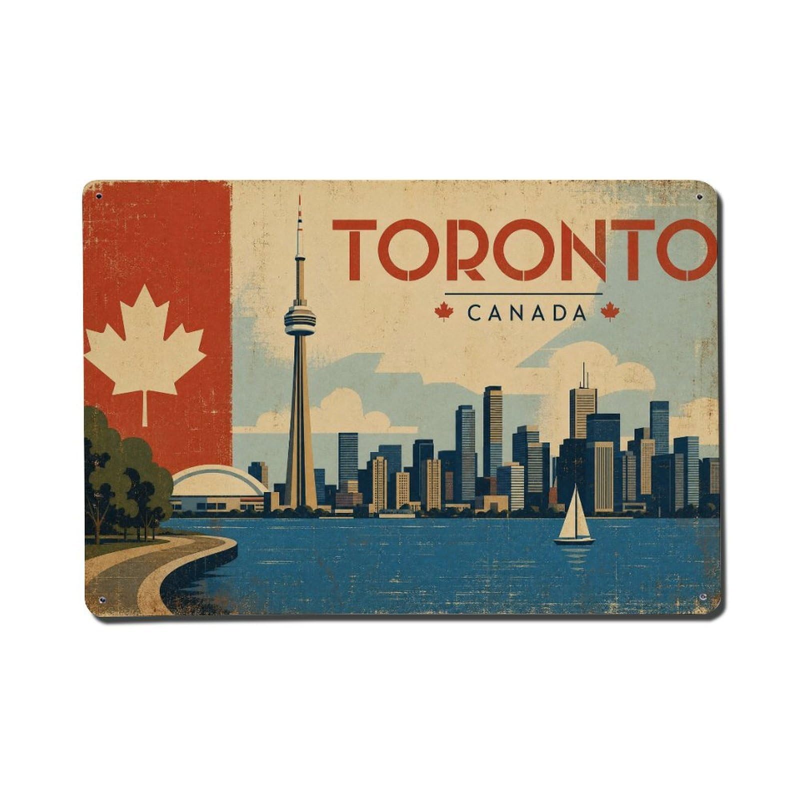 Huiyhb 8X12inch(20X30cm) Retro Travel Canada Toronto Metal Tin Sign