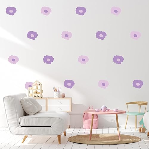 Robin Zingone - Juego de 36 calcomanías de pared con diseño de flores de amapola moradas y lilas para decoración de habitación en colores pastel