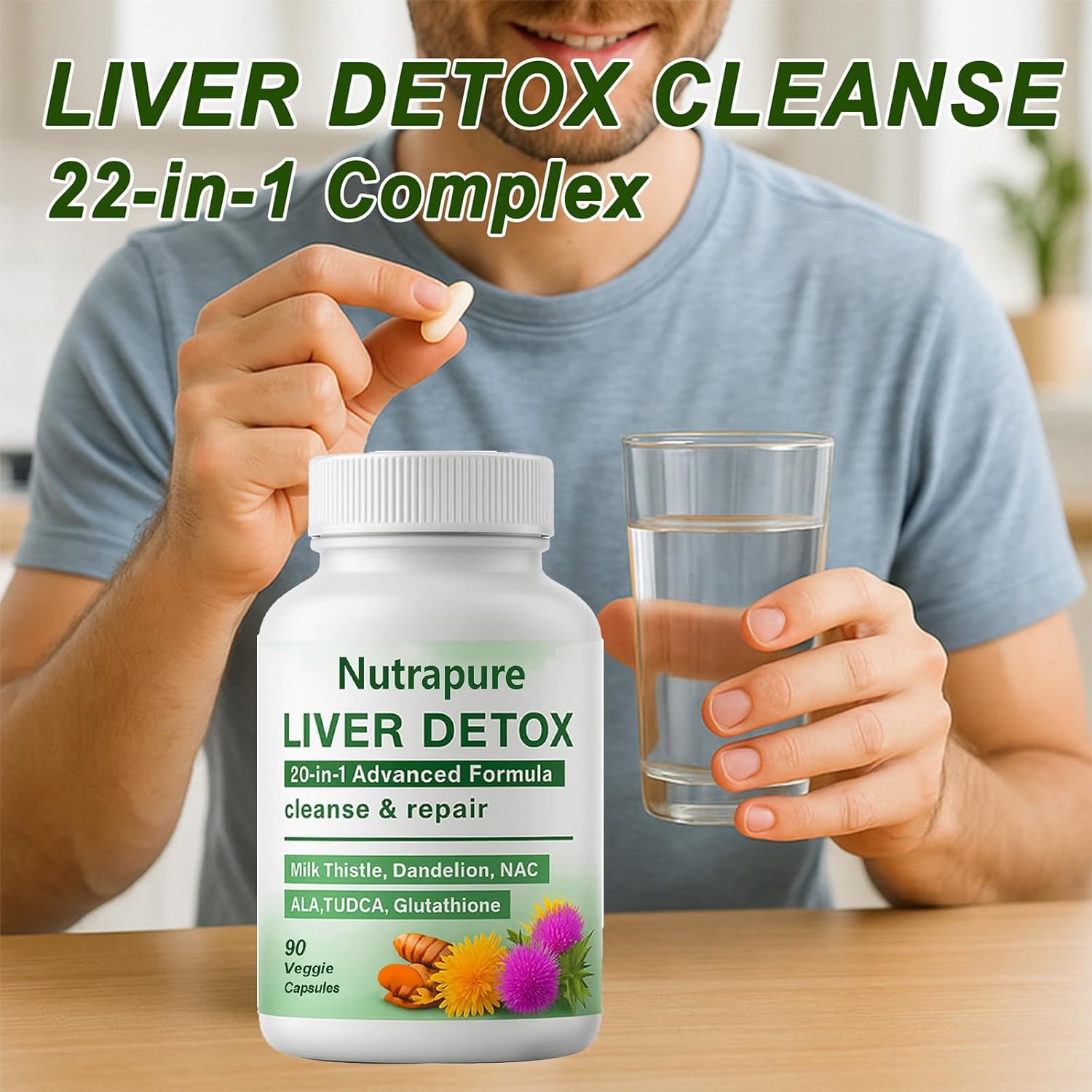 Liver Detox Capsules - 20-in-1 Herbal Formula with Milk Thistle, Dandelion, Turmeric & Artichoke Leaf for Liver Support and Digestive Balance – Non-GMO, Gluten-Free (1) - Image 5