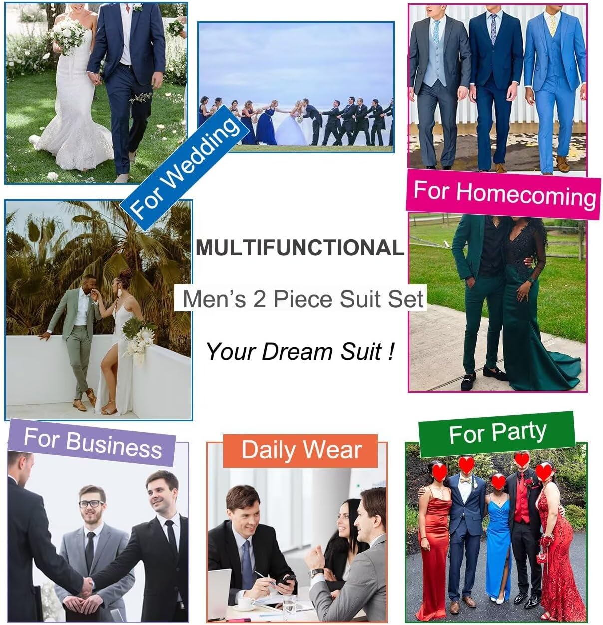 Lynerun Retro 2 Pieces Suit Men Slim Fit Formal Double Breasted Tweed Herringbone Men Suit Jacket Pants Set Wedding Tuxedo - Image 7