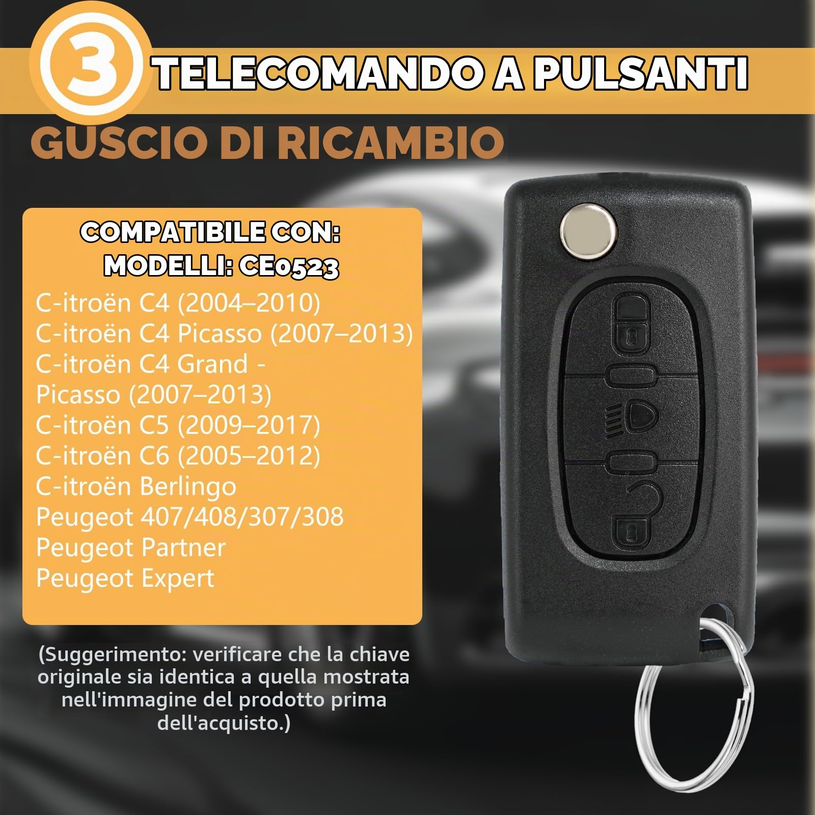 TEKLIGHT Guscio Chiave Cover Ricambio compatibile Citroen C1 C2 C3 2 Tasti Telecomando Logo non originale incluso Lama VA2 TEKLIGHT Guscio Chiave Cover Ricambio compatibile Citroen C1 C2 C3 2 Tasti Telecomando Logo non originale incluso Lama VA2