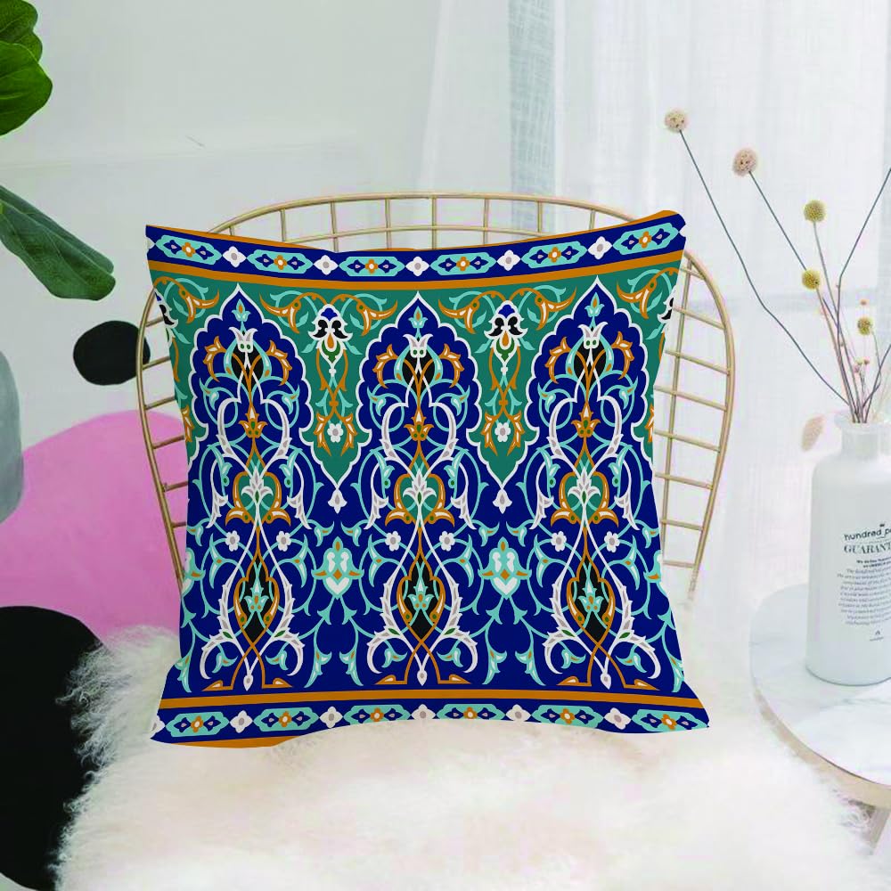 Hyosxw Moroccan, Ethnic Oriental Style Figures And - A5 Cushion Cover,Throw Pillow Case Home Decorative For Living Room Bedroom Sofa Chair 18X18 Inch,Moroccan, Ethnic Oriental Style Figures And Petals Hippie Vintage Tribal Mosaic,Pillowcase 45X45cm