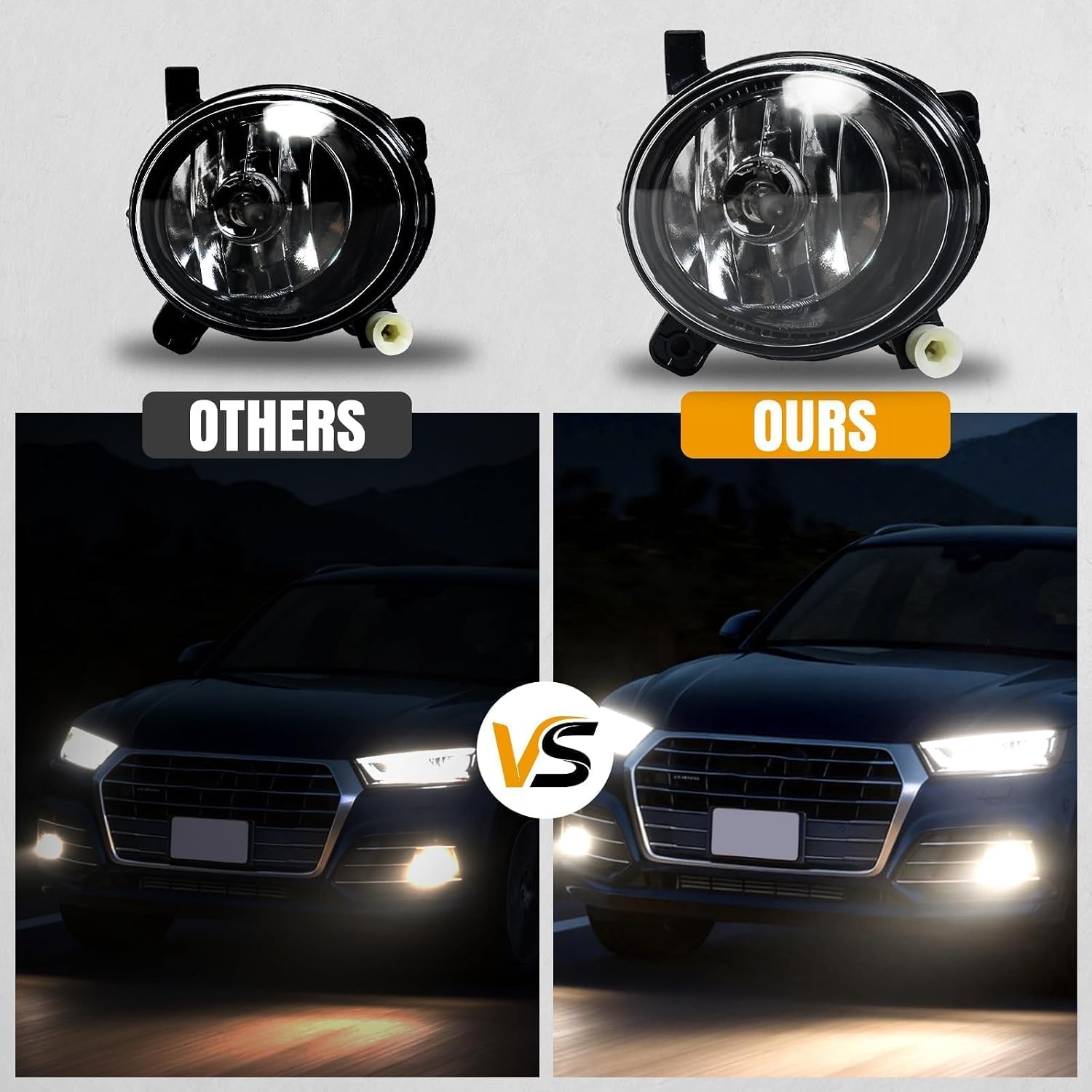 2Pcs Fog Lights Lamps Assembly Compatible with Audi Q5 2009-2017 | A6 2009-2011 | A4 | S4 2009-2012, for 8T0941699B, 8T0941700B, with Halogen Bulbs Replacement