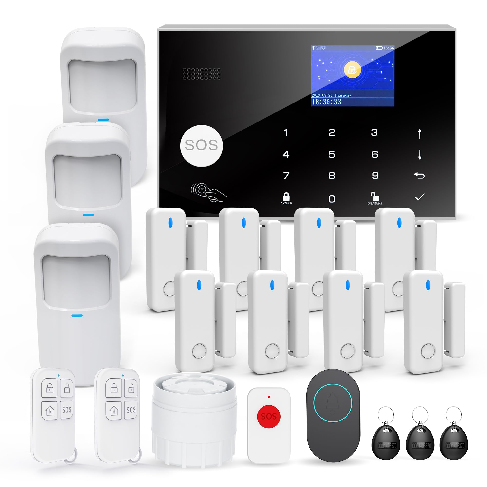 Wireless WiFi Home Alarm, 20 Pieces GSM 4G Security Anti-Theft System 120DB, Home Kits, Compatible with Alexa, Google Assistant