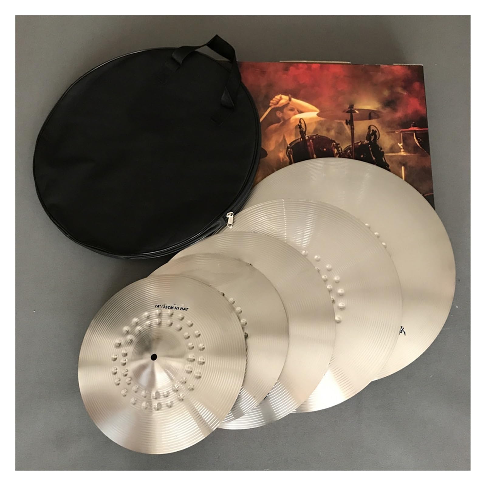 6 Zoll Splash + 8 Zoll Splash + 14 Hi-Hat + 16 Crash + 17 Crash + 20 Ride Legierungsbecken Silber Zubehör für Schlaginstrumente