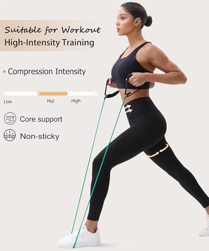 Curvphilo Women's Compression Leggings Butt Lifting Work Out Athletic Gym High Waist Tummy Control Stretchy with Pockets (US, Alpha, X-Large, XX-Large, Regular, Regular, Black) image 6