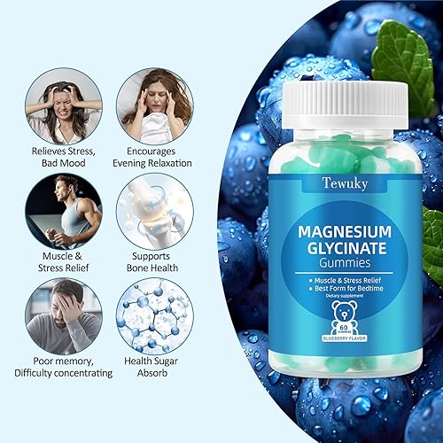 Miniatura 9 de Gomitas de glicinato de magnesio de 500 mg, sin azúcar para adultos y niños, gomita de magnesio para relajación, alivio del estrés y muscular, apoya