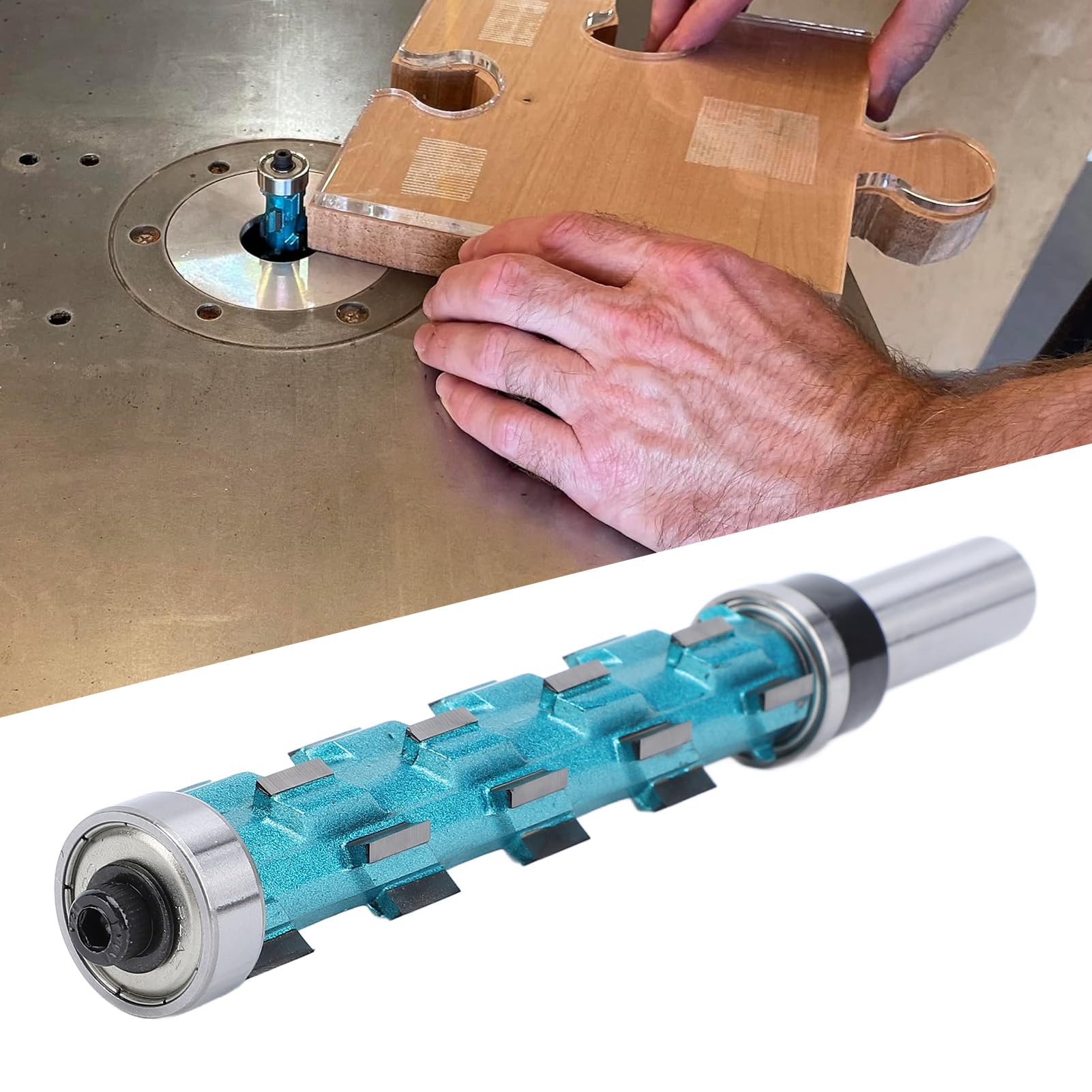 Punta per Fresa a Spirale con Finitura a Filo, Punta per Modello con Gambo 1/2 Pollice, Taglierina in Carburo a Doppio Cuscinetto per la Lavorazione del Legno