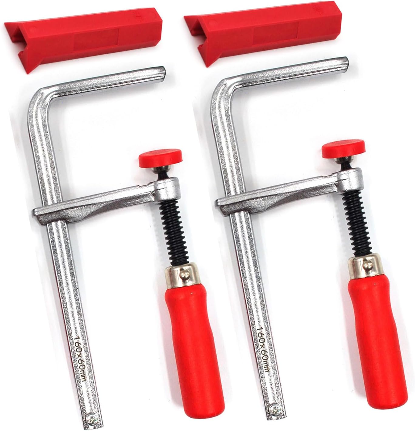 Quick Screw Guide Rail Clamp for MFT Table and Guide Rail System 7-7/8" Capacity x 2-3/8" Throat Depth 570 lbs Clamping Force (2 Pack) Red/Silver