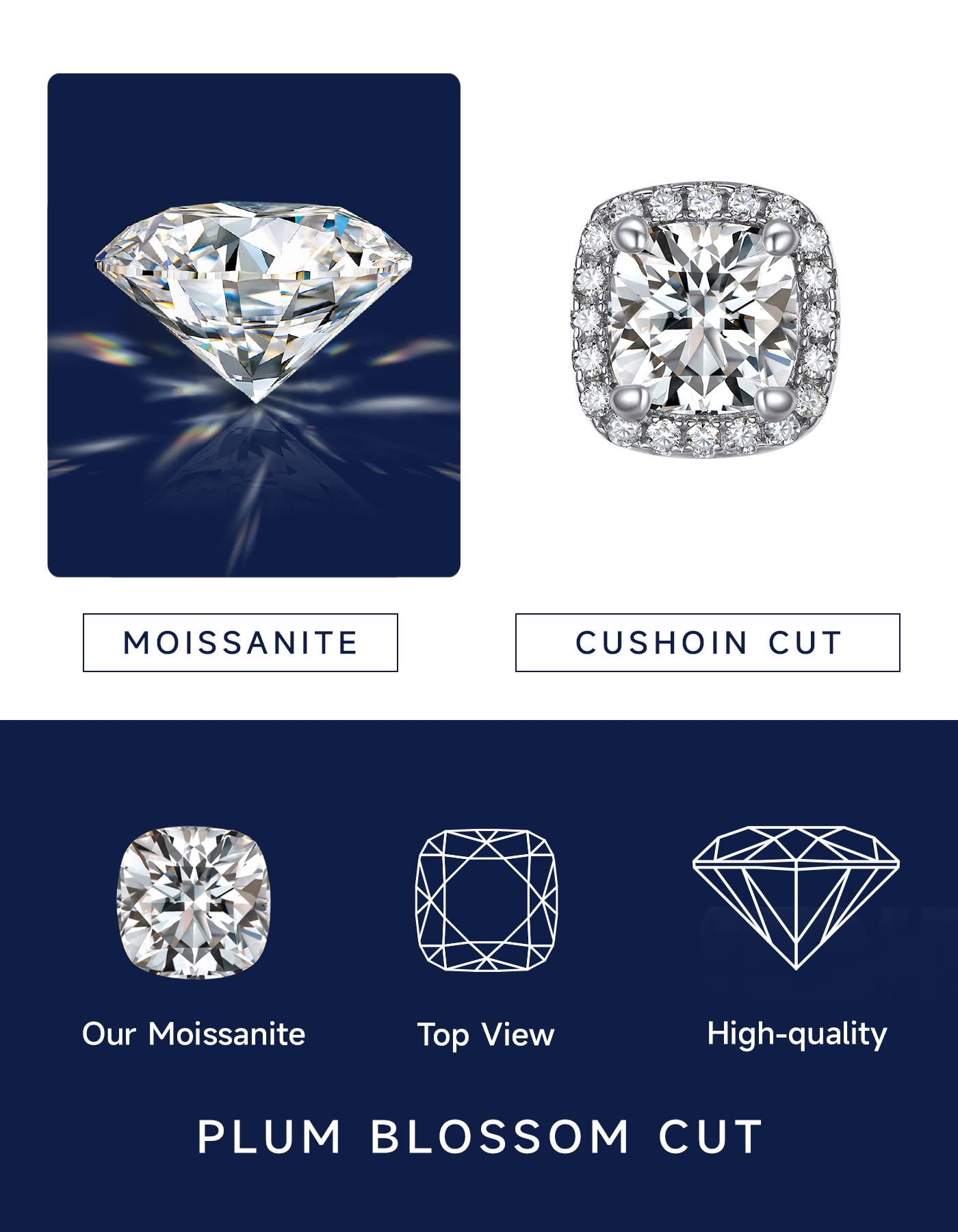 MomentWish Orecchini Moissanite Argento 925, 1-2 Carati Orecchino Punto Luce Donna Oro 18K Bottone Anallergici Simulato Diamanti Brillanti con Certificato GRA Regalo 5/6.5mm
