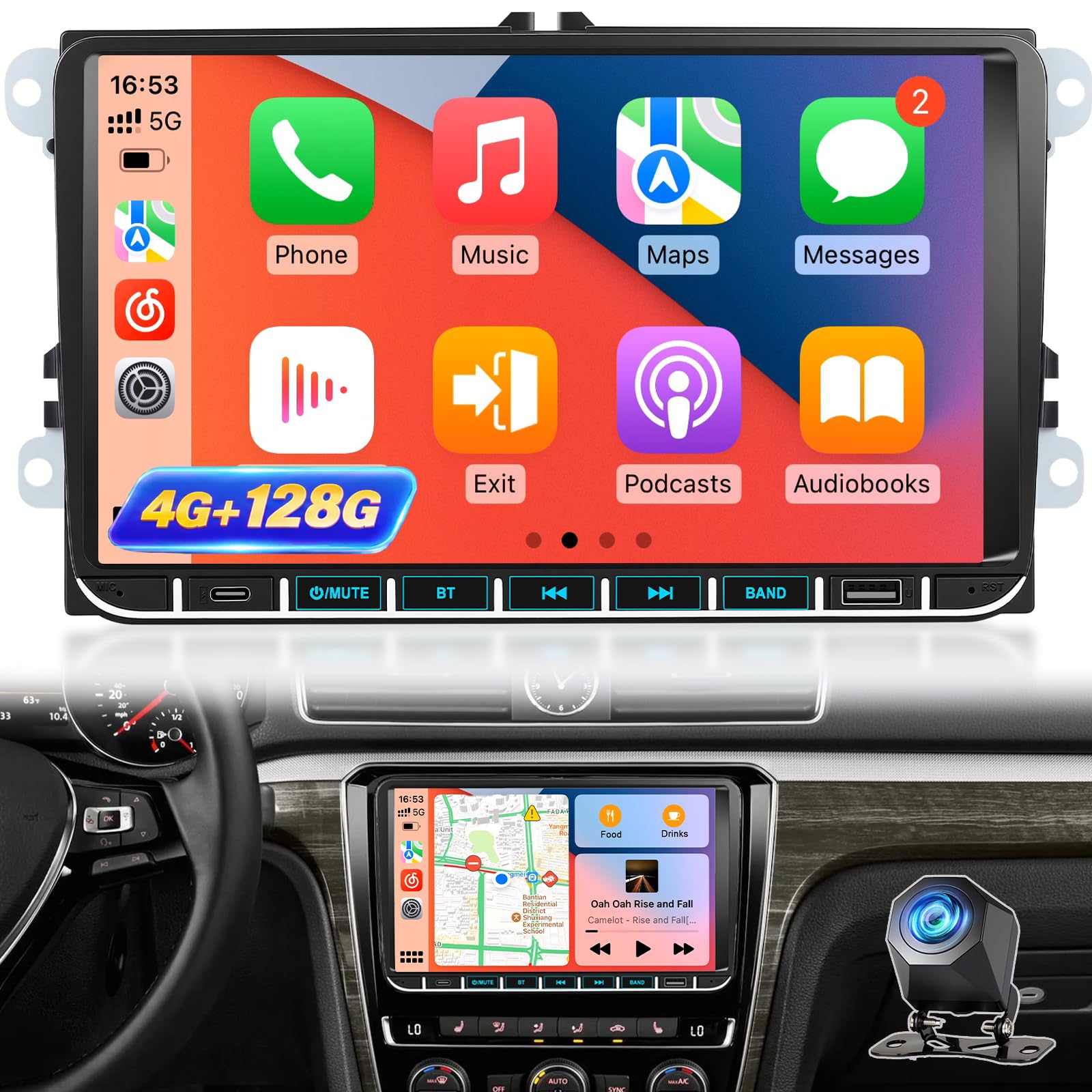 Radio Android de 9 pulgadas para viajar en Golf o Passat con GPS integrado 8