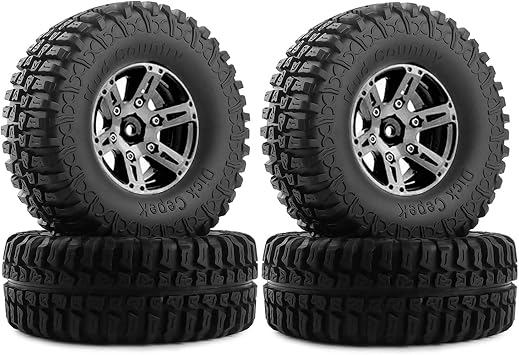 100mm RC Crawler Rubber Tires and Metal 1.9 Inch Beadlock Wheel Rim Replacement Part for 1/10 TRX4 SCX10 D90 RC Crawler Car Black