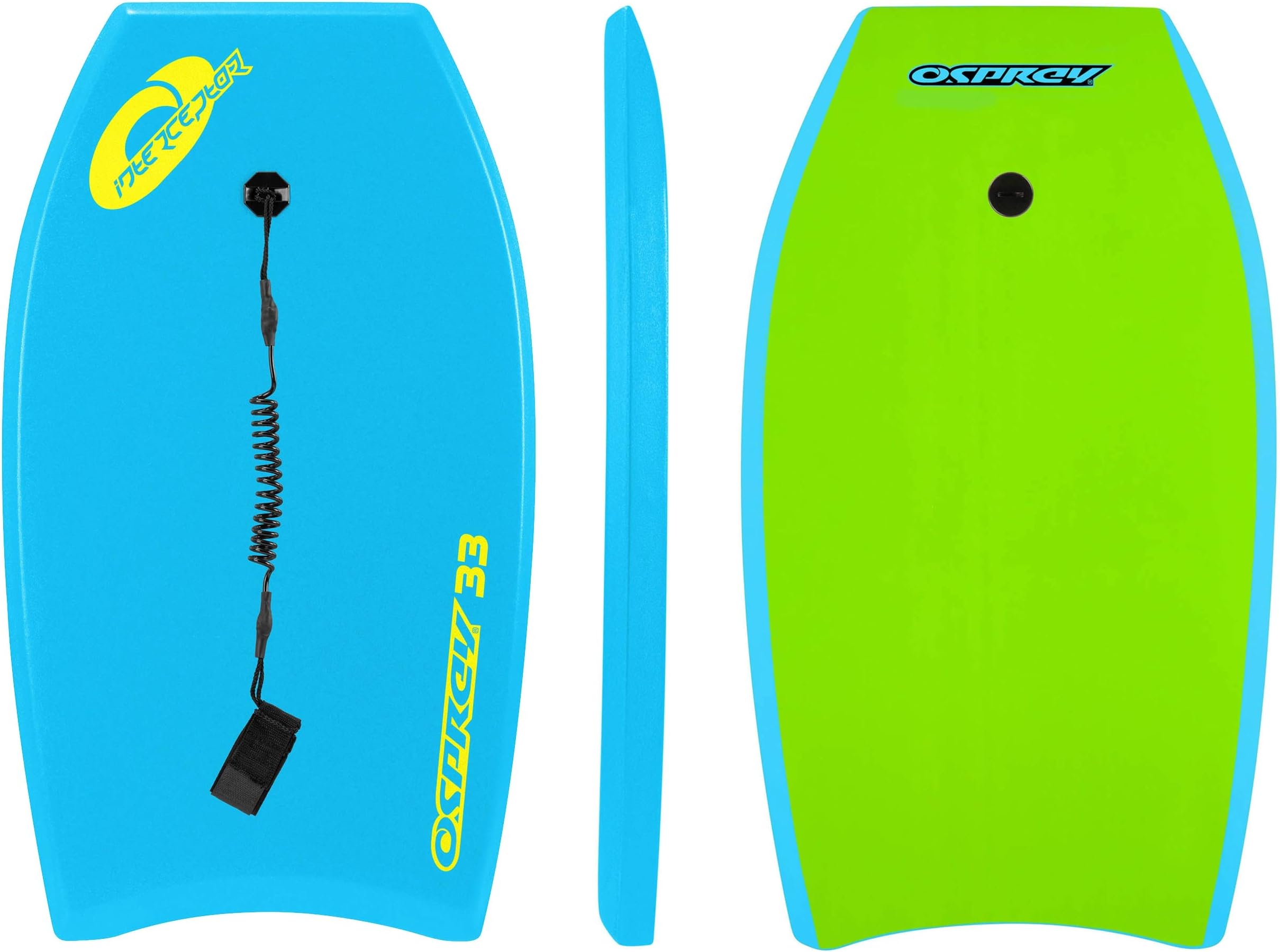 Osprey Bodyboard for Teens and Adults, Lightweight Deck Boogie Board with Leash, Durable Core for Surfing & Bodysurfing