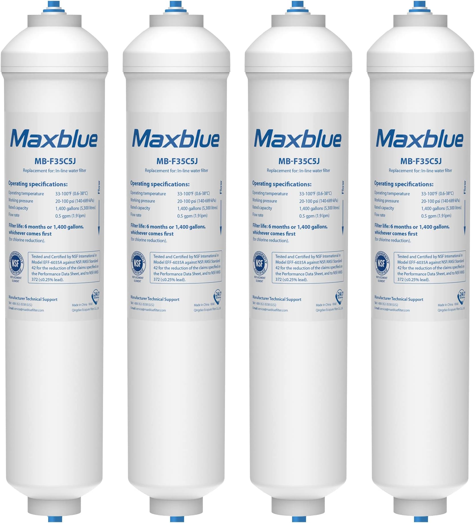 Maxblue Water Filter - DA29-10105J Replacement for Samsung External, Premium Coconut Carbon Block, NSF Certified, 6 Months Supply