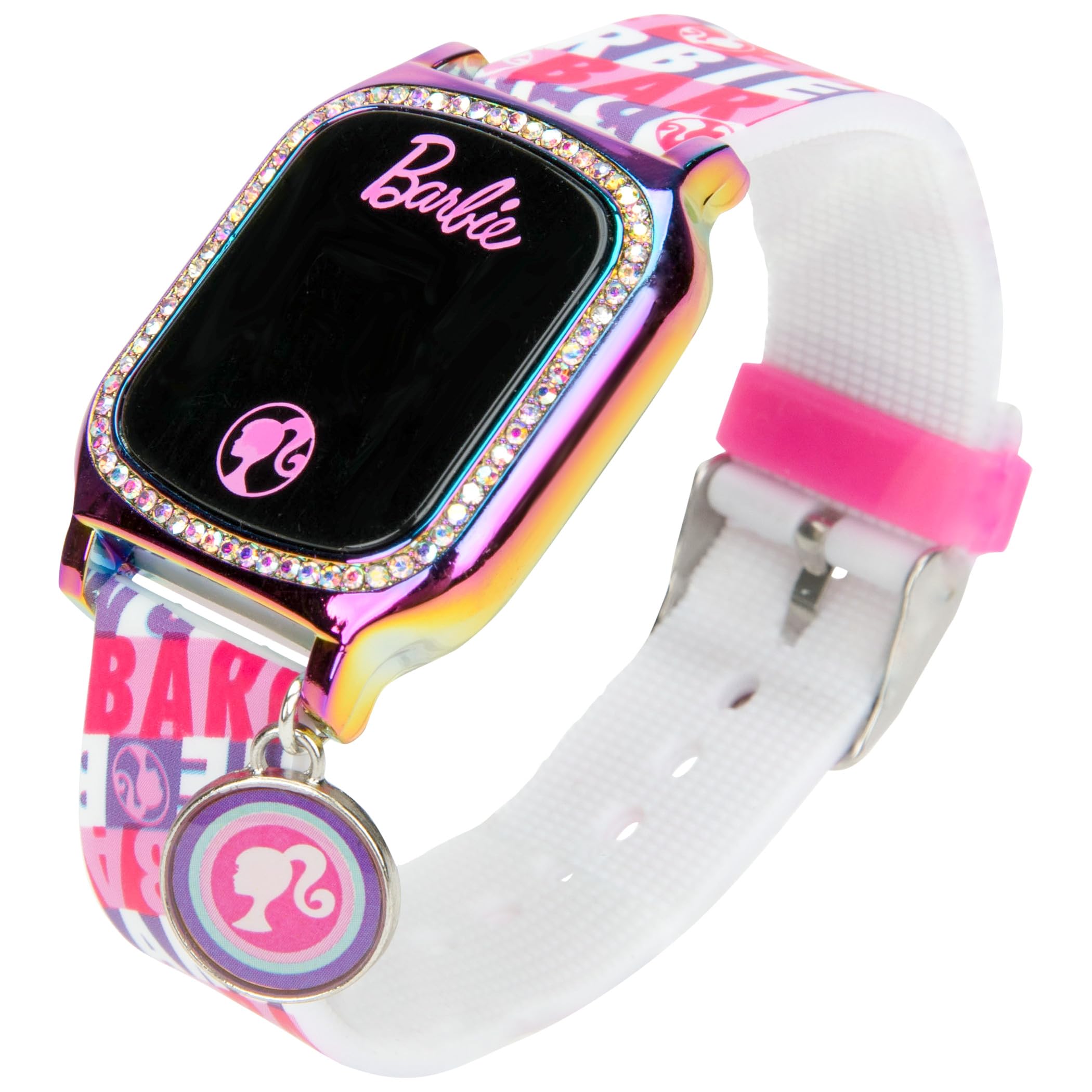 Accutime Barbie Pink Waves LED Kid's Watch with Silicone Band