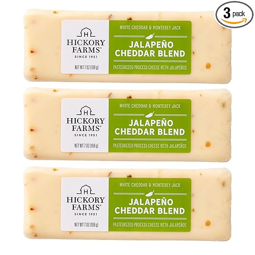 Hickory Farms Jalapeño Cheddar Cheese Blend - Savory Spicy Blend, 7 oz Each (3 Pack)