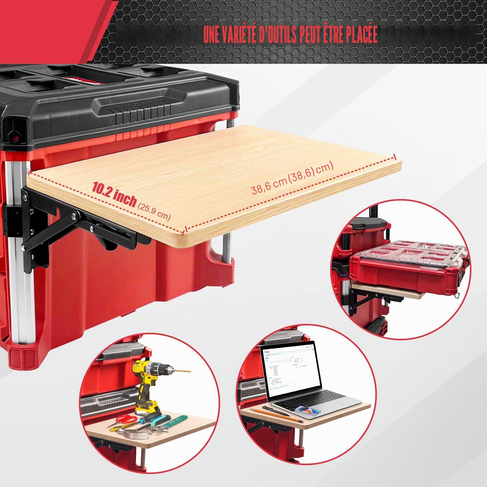 Table d'appoint Pliante Stable Compatible avec boîte à Outils Milwaukee Packout, étagère latérale pour Votre système Packout