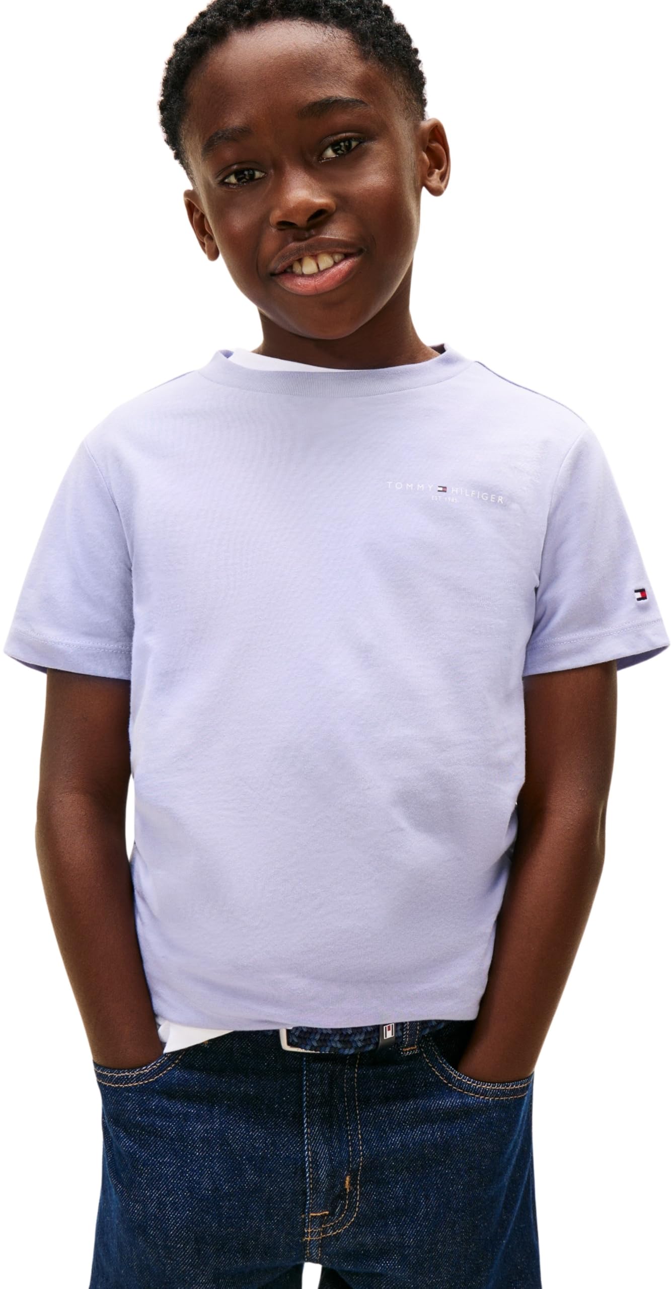 Tommy Hilfiger Unisex MINI Corp T-Shirt KS0KS00661 S/S T-Shirt, Blue (Periwinkle Dusk), 6 Years