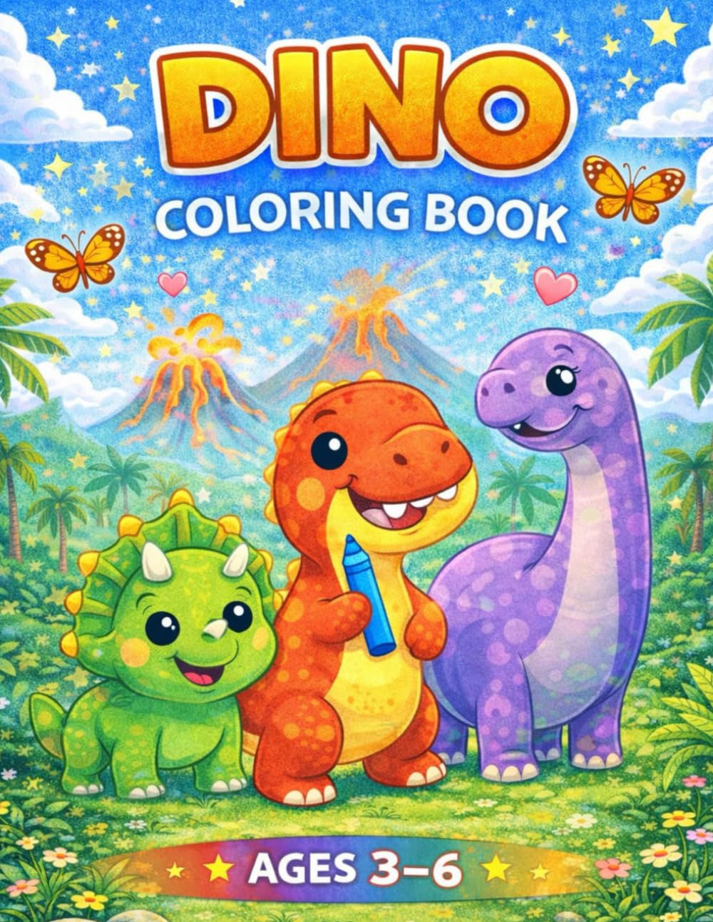 Dino Coloring Book for Kids: Cute Dinosaur Coloring Pages for Kids Ages 3–6