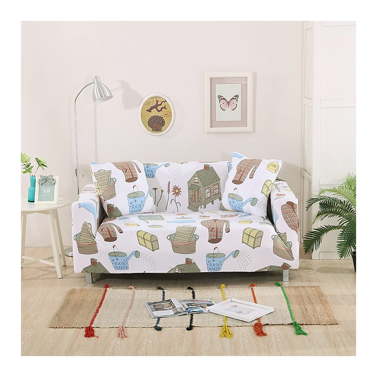 Housse de canapé 3 places élastique pour protection de sofa extensible de 190 à 230 cm