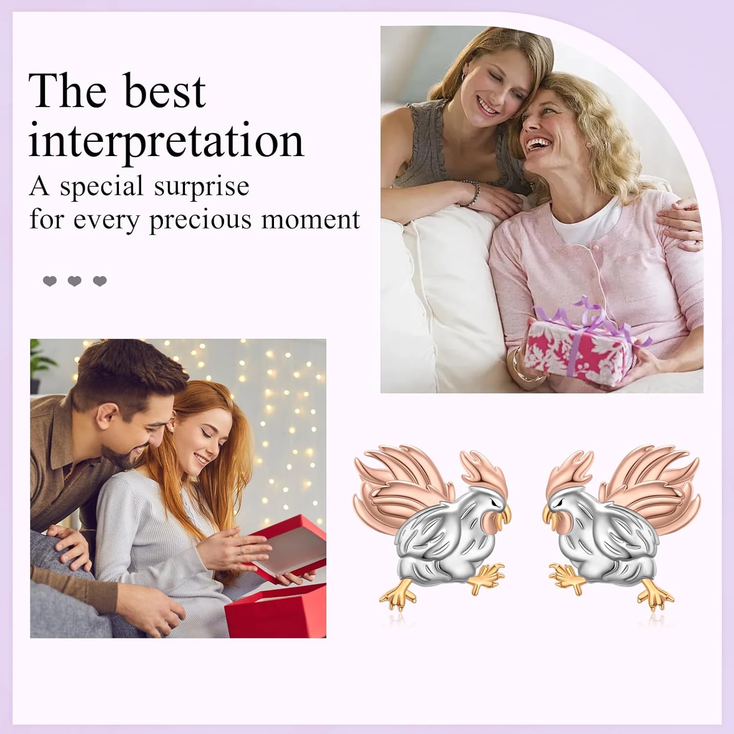 Yearace Animal Stud Earrings for Women 925 Sterling Silver Highland Cow Capybara Robin Bird Cat Bunny Stud Earrings Cute Animals Jewelry Gift for Women Girls - Image 6