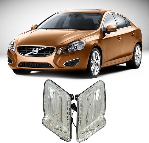 yintian Conjunto de luces de circulación diurna izquierda y derecha para Volvo S60 2006-2013, material con ABS+PMMA