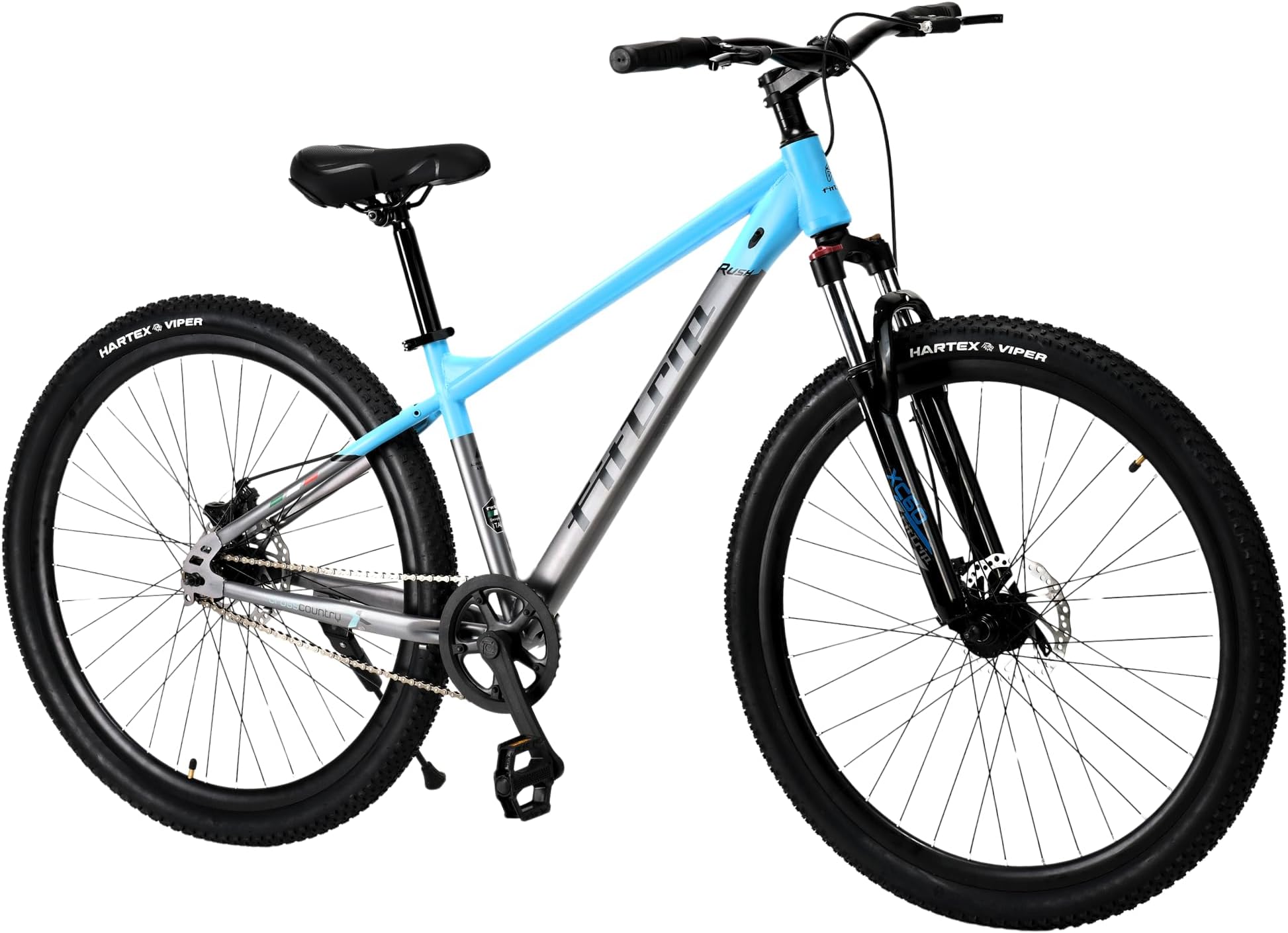 FitTrip Fox Rush 29T Unisex MTB | Non Gear MTB | Clarks UK Dual Disk Brakes | XC60 Lockout Suspension I 1030 Alloy Frame w/Internal Cabling | Zero Maintenance (Azure Blue)