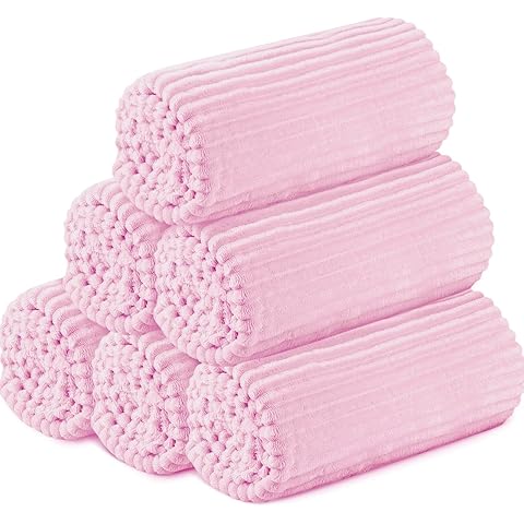 Buryeah 6 Pcs Flannel Throw Blanket Bulk 50 x 60 in Sleepover Blankets Outdoor Wedding Throw Lightweight, Oeko-TEX Standard 100 Certified for Sofa Donation Homeless Gifts (Pink)