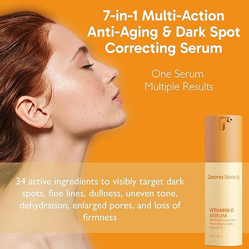 Miniatura 2 de Qaana - Suero facial súper vitamina C para pieles maduras: fórmula hidratante antienvejecimiento 7 en uno con vitamina C, ácido hialurónico,